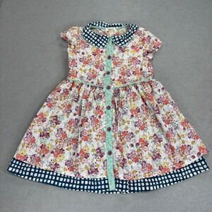 Matilda Jane Beautiful Blue Floral‎ Dawn Dress checkered buttons size 6